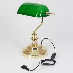 hofstein Lampes À Poser>Lampe De Banquier Verte Or, Vert, Laiton, 1 Lumiere