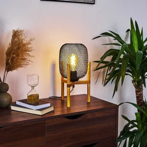 hofstein Lampes À Poser>Lampe De Table Ateponta Bois Clair, Noir, 1 Lumiere