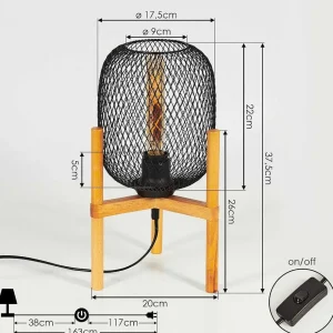 hofstein Lampes À Poser>Lampe De Table Ateponta Bois Clair, Noir, 1 Lumiere