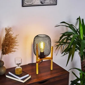 hofstein Lampes À Poser>Lampe De Table Ateponta Bois Clair, Noir, 1 Lumiere