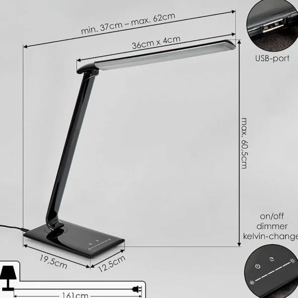 hofstein Lampes À Poser>Lampe De Table Chozendo Led Noir, 1 Lumiere