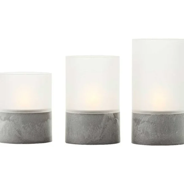 Luminaires Brilliant Lampes Rechargeables Et Lampes À Piles>Lampe De Table Exterieure Set De 3 Brilliant Bougie Led Gris, 1 Lumiere