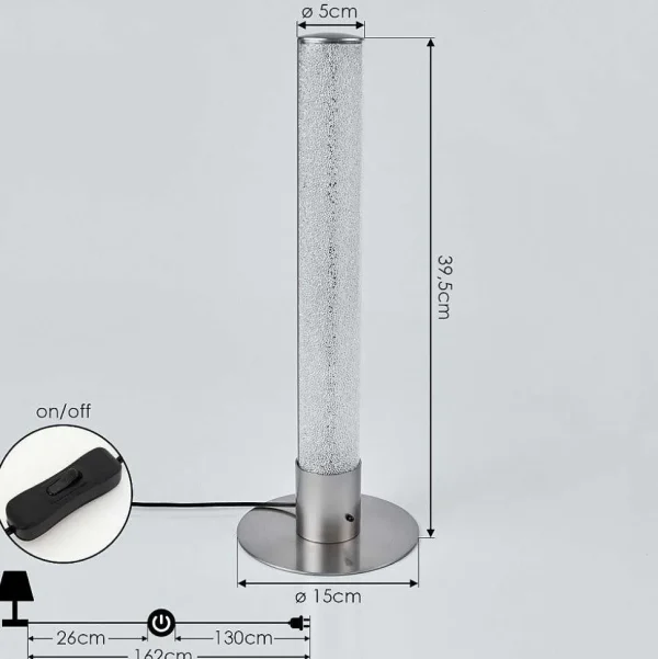 hofstein Lampes À Poser>Lampe De Table Flaut Led Nickel Mat, 1 Lumiere, Telecommandes, Changeur De Couleurs