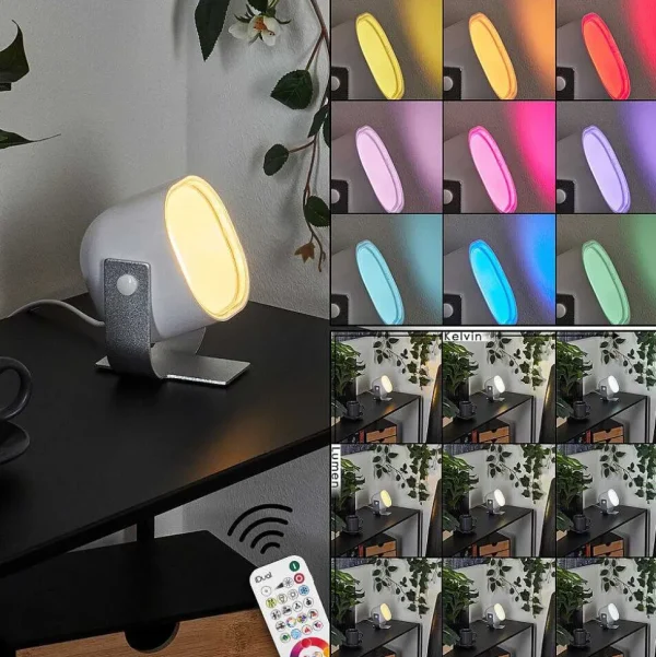 Idual Idual>Lampe De Table Lilac Led Argente, 1 Lumiere, Telecommandes, Changeur De Couleurs