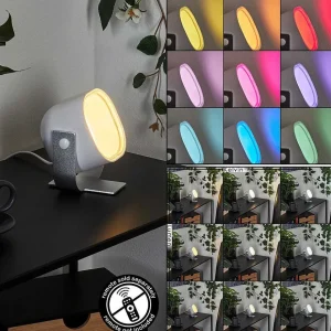 Idual Idual>Lampe De Table Lilas Led Argente, 1 Lumiere, Changeur De Couleurs