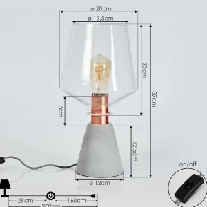 hofstein Lampes À Poser>Lampe De Table Jaen Gris, Cuivre, 1 Lumiere