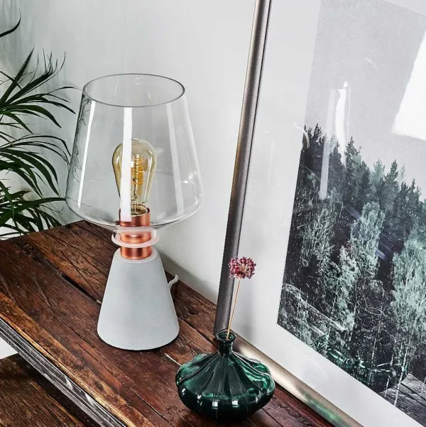 hofstein Lampes À Poser>Lampe De Table Jaen Gris, Cuivre, 1 Lumiere