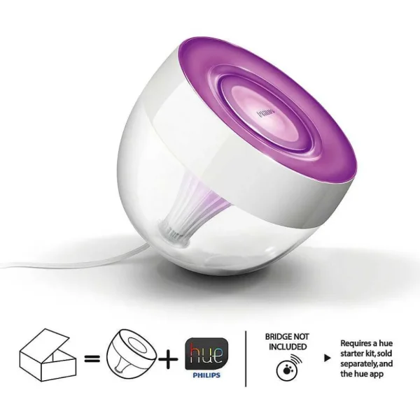 Luminaires Philips Philips Hue>Lampe De Table, Kit D'Extension Philips Hue Ambiance White & Color Iris Led Transparent, Blanc, 1 Lumiere, Changeur De Couleurs