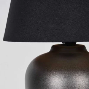 hofstein Lampes À Poser>Lampe De Table Tapona Brun Fonce, Nickel Mat, 1 Lumiere