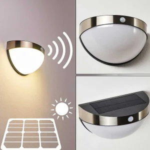 hofstein Lampes Solaires>Lampe Solaire Basra Led Chrome, 1 Lumiere, Detecteur De Mouvement