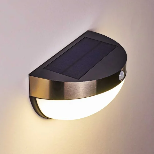 hofstein Lampes Solaires>Lampe Solaire Basra Led Chrome, 1 Lumiere, Detecteur De Mouvement