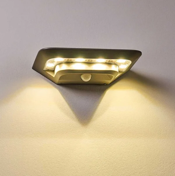 hofstein Lampes Solaires>Lampe Solaire Camden Led Gris, 1 Lumiere, Detecteur De Mouvement