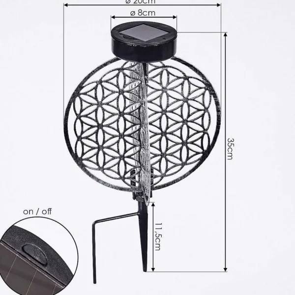 hofstein Luminaires Orientaux>Lampe Solaire Mesan Led Noir, Argente, 1 Lumiere