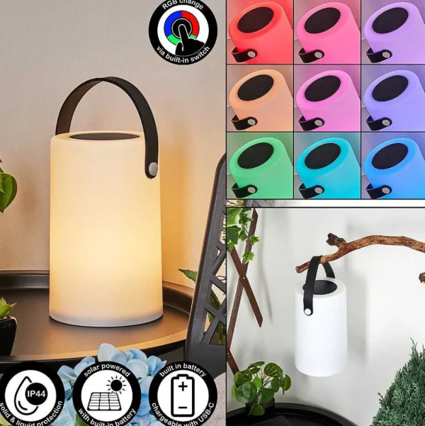 hofstein Lampes Rechargeables Et Lampes À Piles>Lampe Solaires Acebal Led Noir, Blanc, 1 Lumiere, Changeur De Couleurs