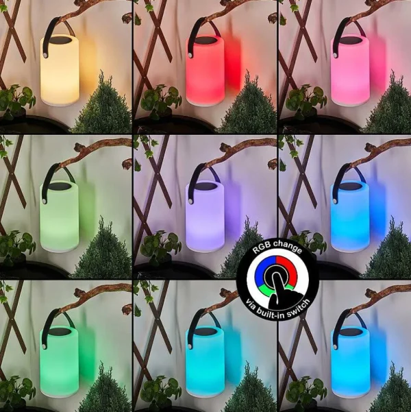 hofstein Lampes Rechargeables Et Lampes À Piles>Lampe Solaires Acebal Led Noir, Blanc, 1 Lumiere, Changeur De Couleurs