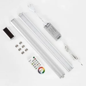 hofstein Luminaires Interieurs Connectes>Lampes Pour Bandeaux Set X 2 Raivo Led Noir, Argente, 2 Lumieres, Telecommandes, Changeur De Couleurs