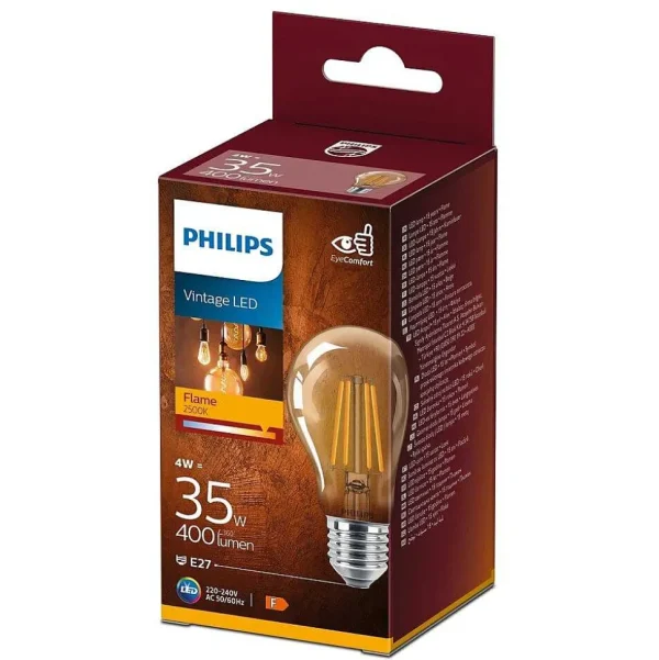 Luminaires Philips Ampoules Filament>Led E27 4 Watt 2500 Kelvin 400 Lumen Philips