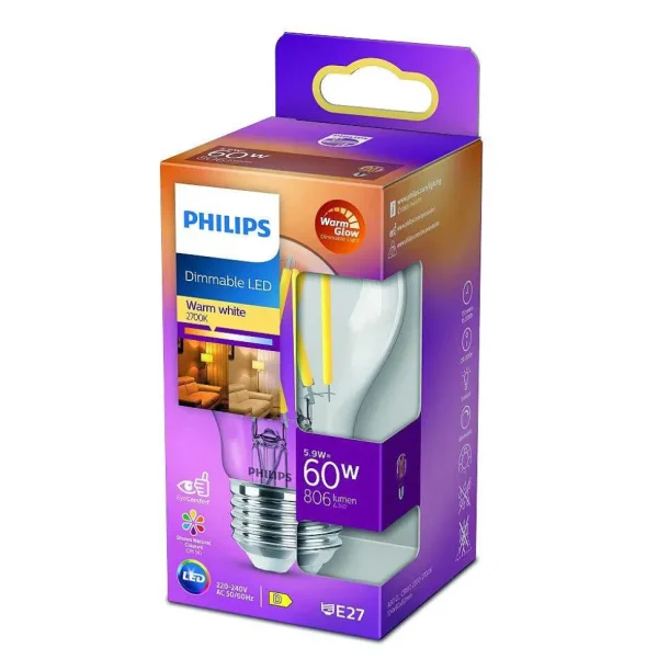 Luminaires Philips Lampes À Intensite Variable>Led E27 6 Watt 2200-2700 Kelvin 810 Lumen Philips