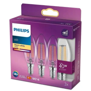 Luminaires Philips Ampoules E14>Led 3Er Pack E14 40 Watt 2700 Kelvin 470 Lumen Philips