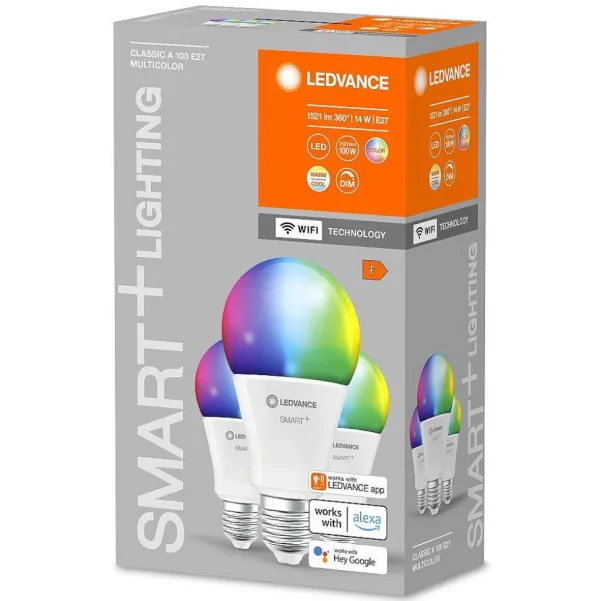 Luminaires Ledvance Ampoules Led>Ledvance Smart+ Wifi Lot De 3 Led E27 14 Watt 2700-6500 Kelvin 1521 Lumen