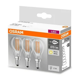 Luminaires Osram Ampoules Filament>Lot De 3 Osram Led E14 4,5 Watt 2700 Kelvin 470 Lumen