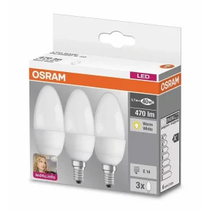 Luminaires Osram Ampoules E14>Lot De 3 Osram Led E14 5,7 Watt 2700 Kelvin 470 Lumen