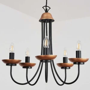 hofstein Lustres>Lustre Cassague Noir, 5 Lumieres