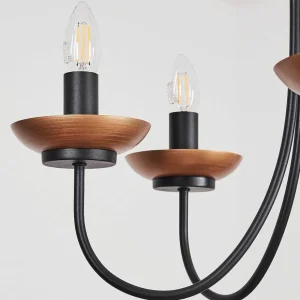 hofstein Lustres>Lustre Cassague Noir, 5 Lumieres