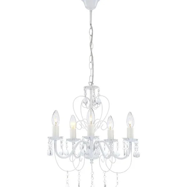 Luminaires Globo Lighting Lustres>Lustre Globo Pinja Blanc, 5 Lumieres