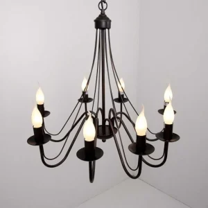 Luminaires Lucide Lustres>Lustre Lucide Corona Rouille, Noir, 8 Lumieres