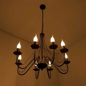 Luminaires Lucide Lustres>Lustre Lucide Corona Rouille, Noir, 8 Lumieres