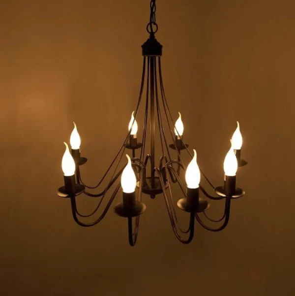 Luminaires Lucide Lustres>Lustre Lucide Corona Rouille, Noir, 8 Lumieres