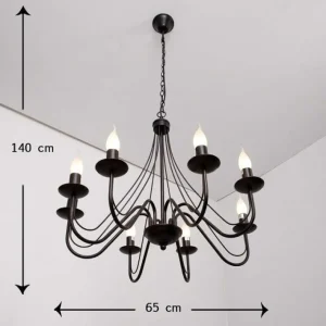 Luminaires Lucide Lustres>Lustre Lucide Corona Rouille, Noir, 8 Lumieres