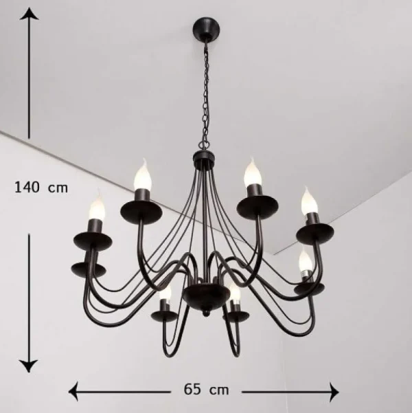 Luminaires Lucide Lustres>Lustre Lucide Corona Rouille, Noir, 8 Lumieres