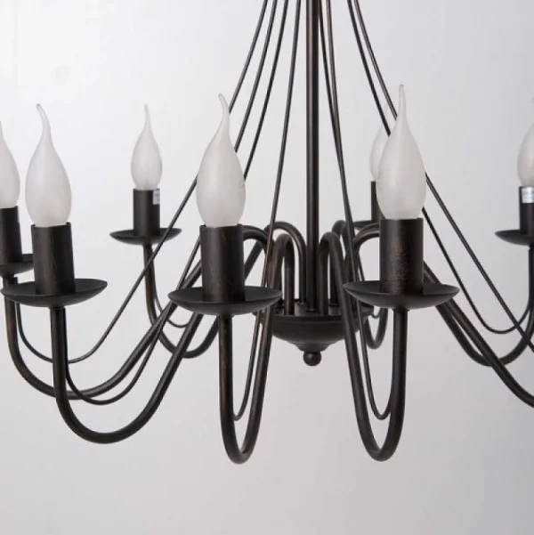 Luminaires Lucide Lustres>Lustre Lucide Corona Rouille, Noir, 8 Lumieres