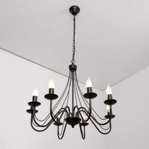 Luminaires Lucide Lustres>Lustre Lucide Corona Rouille, Noir, 8 Lumieres