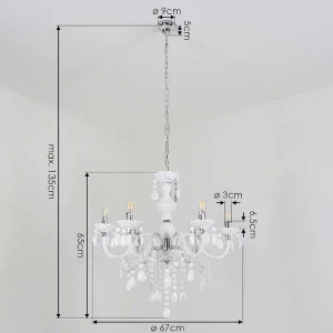 hofstein Lustres>Lustre Malmback Chrome, Blanc, 6 Lumieres