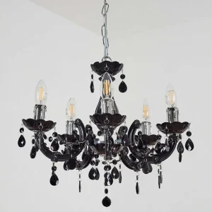 hofstein Lustres>Lustre Malmback Chrome, Noir, 5 Lumieres