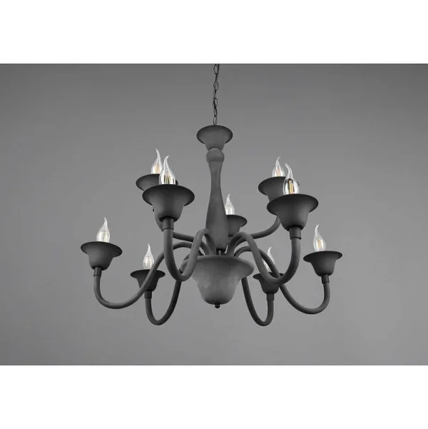 Luminaires Trio Lustres>Lustre Trio Elsa Anthracite, 9 Lumieres