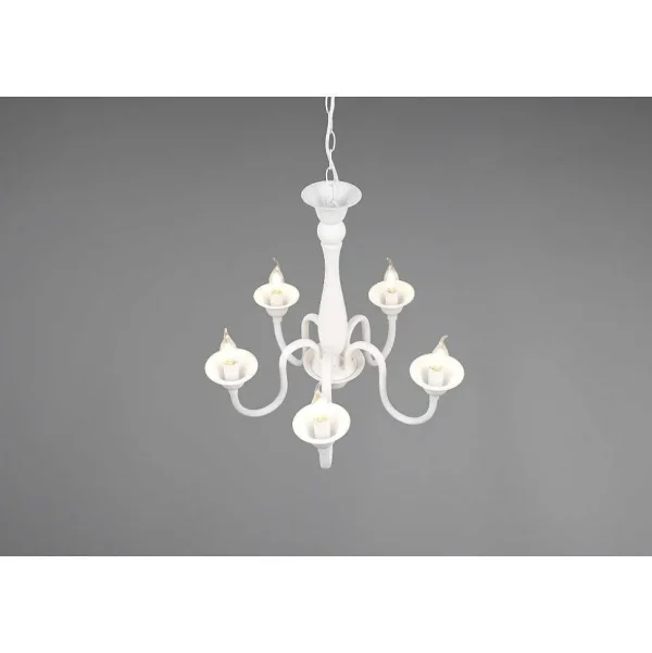 Luminaires Trio Lustres>Lustre Trio Elsa Blanc, 5 Lumieres