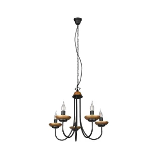 Luminaires Trio Lustres>Lustre Trio Livia Noir, 5 Lumieres