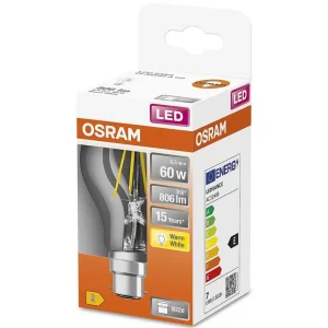 Luminaires Osram Autres Culots>Osram Classic A Led B22D 6,5 Watt 2700 Kelvin 806 Lumen