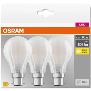 Luminaires Osram Autres Culots>Osram Classic A Set De 3 Led B22D 6,5 Watt 2700 Kelvin 806 Lumen