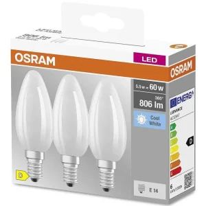 Luminaires Osram Ampoules E14>Osram Classic B Lot De 3 Led E14 5,5 Watt 4000 Kelvin 806 Lumen