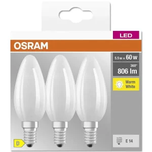 Luminaires Osram Ampoules Led>Osram Classic B Lot De 3 Led E14 5,5 Watt 2700 Kelvin 806 Lumen