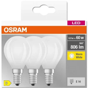 Luminaires Osram Ampoules Led>Osram Classic P Lot De 3 Led E14 5,5 Watt 2700 Kelvin 806 Lumen