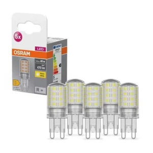 Luminaires Osram Ampoules G9>Osram Led Base Pin Lot De 5 Led G9 4,2 Watt 2700 Kelvin 470 Lumen