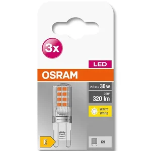 Luminaires Osram Ampoules G9>Osram Led Base Pin Set De 3 Ampoules G9 2,6 Watt 2700 Kelvin 320 Lumen