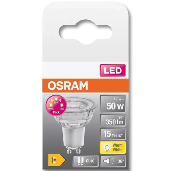 Luminaires Osram Ampoules Gu10>Osram Led Gu10 3,7 Watt 2700 Kelvin 350 Lumen