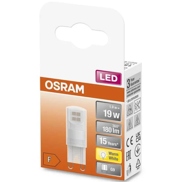 Luminaires Osram Ampoules G9>Osram Led Pin Led G9 1,9 Watt 2700 Kelvin 180 Lumen